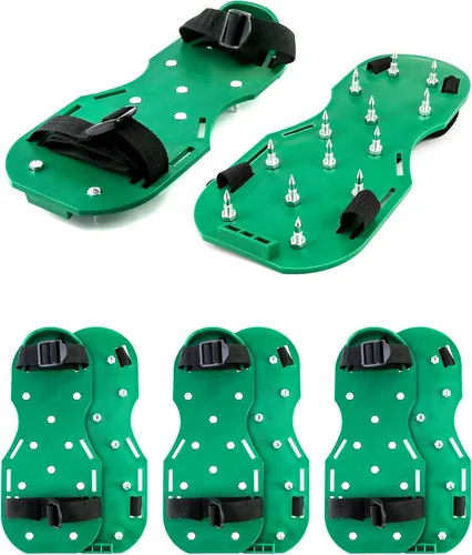QWORK Zapatos Gunite con pinchos cortos de 3/4 pulgadas, perfectos para pisos epoxi, superposiciones, instalación de cubierta, color verde (par)