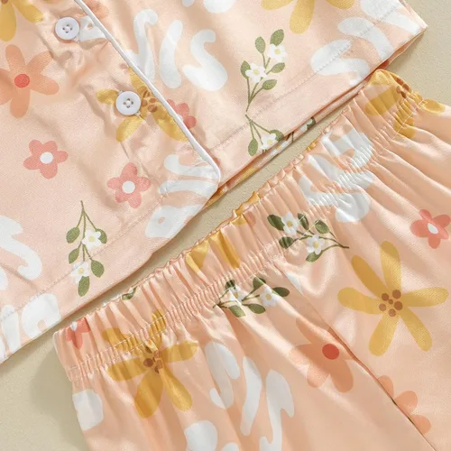 Miniatura 84 de Conjunto de pijama de manga larga con botones para niña pequeña, conjunto de ropa de dormir