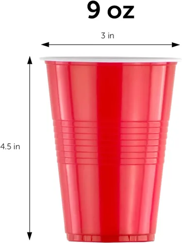 Miniatura 2 de DecorRack Vasos de plástico rojos, vasos desechables de 9 onzas (50 unidades)
