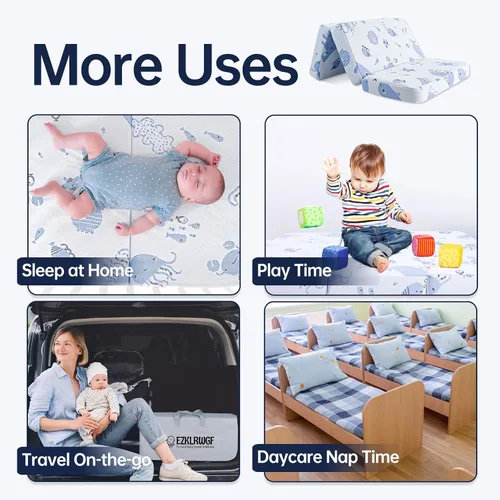 Miniatura 7 de Trifold Pack and Play Mattress,Dual Sided Soft & Firm Premium Memory Foam Portable Pack N Play Mattress with Removable Washable Cover