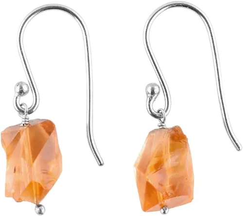 Miniatura 10 de Aretes colgantes de cristal crudo para mujeres y niñas Joyas de piedras preciosas naturales Joyas de piedra natal Plata de ley 925 Aretes
