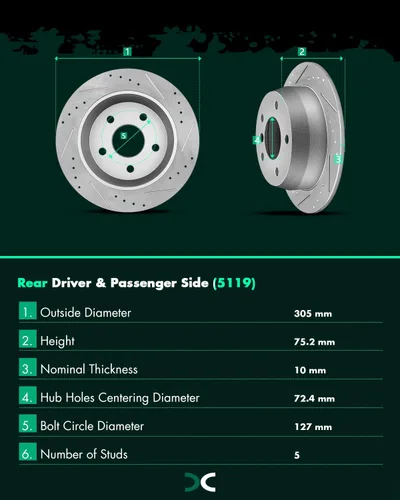 Miniatura 6 de SCITOO Kits de rotores de freno de disco trasero para Jeep Grand Cherokee 1999-2004