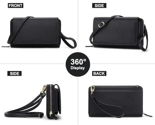 Miniatura 3 de RONSIN Cartera cruzada para mujer, tarjetero RFID, 2 correas