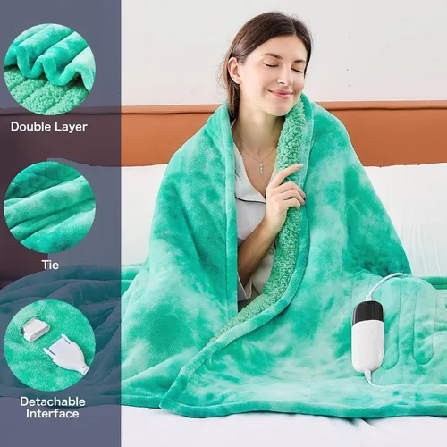 Miniatura 2 de greenoak Manta eléctrica con calefacción, manta térmica de piel sintética Sherpa para sofá cama, regalos cálidos de invierno para mujeres/ella
