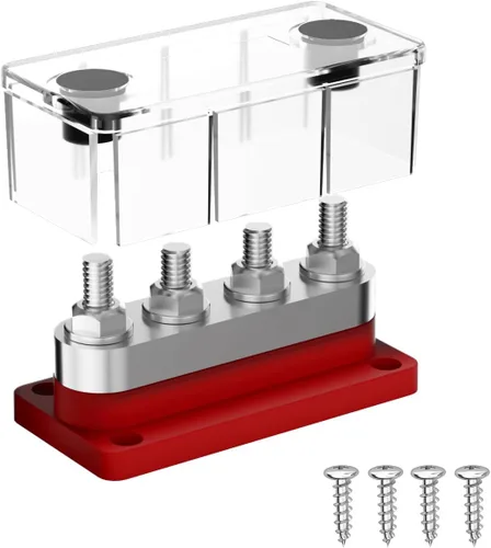 Miniatura 9 de Barra de bus de 150 A, bloque de distribución de energía resistente de 12 V, 4 x 5/16 pulgadas (M8), bloque de terminales de barra de autobús marino