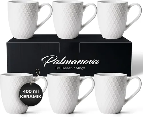 Miniatura 9 de MIAMIO - Juego de 6 tazas de café / Tazas de café - Tazas de cerámica de 6 x 14 onzas - Tazas de café grandes - Aptas para microondas y lavavajillas