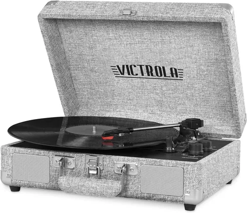 Miniatura 18 de Victrola Journey+ - Reproductor de discos portátil con Bluetooth en maleta – Altavoces integrados, reproductor de vinilos de 33-1/3, 45 y 78 RPM