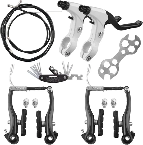 Juego completo de frenos de bicicleta, kit de palanca de cables de pinzas interiores y exteriores, freno universal para bicicleta delantera y Negro