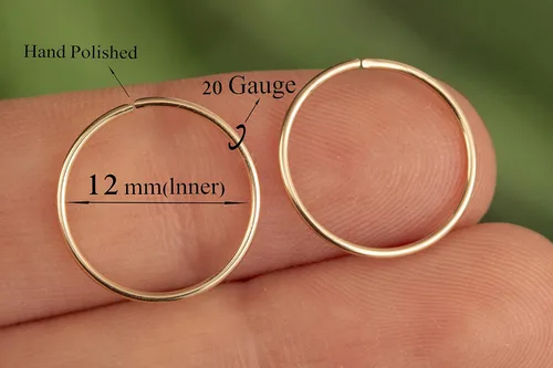 Miniatura 143 de Aretes de aro de oro de plata – Aretes de aro para mujer, dos piezas de aros de plata fina rellenos de oro, aro de hélice, anillo de tragus, aro