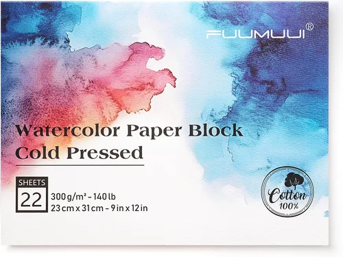 Miniatura 20 de Bloc de Papel de Acuarela, Fuumuui 5.5 x 8.5 pulgadas Papel 100% Algodón (20 Hojas, 140lb/300g), Encuadernado en Espiral para Pintar, Dibujar