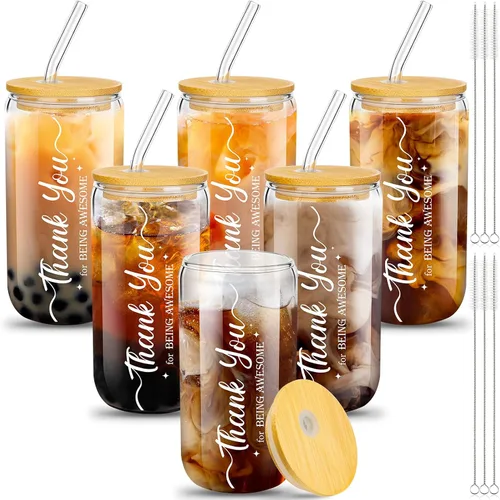 Juego de 6 vasos de vidrio de agradecimiento a los empleados, regalos de agradecimiento a granel para compañeros de trabajo, personal de oficina,