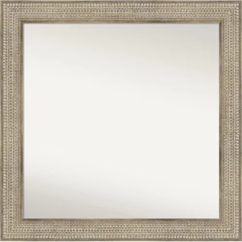 Miniatura 209 de Amanti Art Espejo de baño plateado para sobre fregadero, 26 x 26 pulgadas, espejo cuadrado de níquel pulido, marco de madera tradicional mediano, se