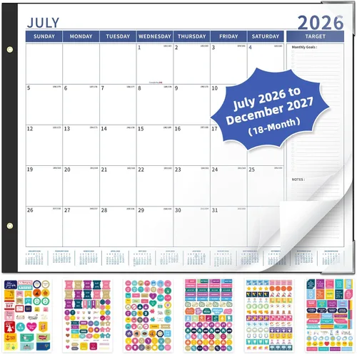 Ospelelf Bule Calendar 2026-2027 Large 22'' x 17'' Monthly Calendar Planner, 18 Month Deskpad Calendar for Seniors, Office, Family, Use July 2026 -