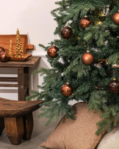 Miniatura 7 de DN DECONATION Bolas de Navidad de cristal marrón, juego de 9, bolas de Navidad colgantes de 3 pies para decoración del árbol de Navidad, regalo