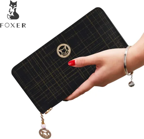 Miniatura 6 de FOXER - Billetera de piel para mujer, con dos divisiones, tarjetero y correa para la muñeca