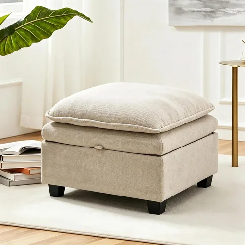 Miniatura 17 de Sofá Seccional Modular en Forma de L de 100", Sofá con Almacenamiento Otomano, Sofá Nube de Chenilla con Asientos Profundos y Mullidos para Sala