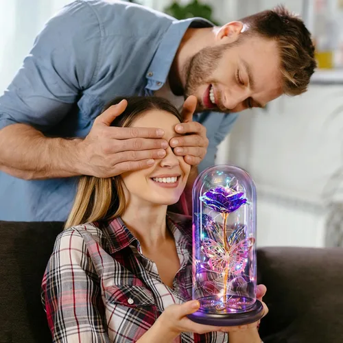 Miniatura 7 de Pusuny Flores para el Día de la Madre, regalos para mamá y mujer, regalo de cumpleaños, rosa de cristal de galaxia eterna, flores de cristal