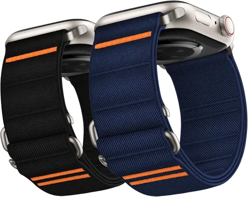 Miniatura 17 de Suitisbest Paquete de 2 correas deportivas compatibles con Apple Watch Ultra de 49mm 46mm 45mm 44mm 42mm 41mm 40mm 38mm, correa deportiva elástica