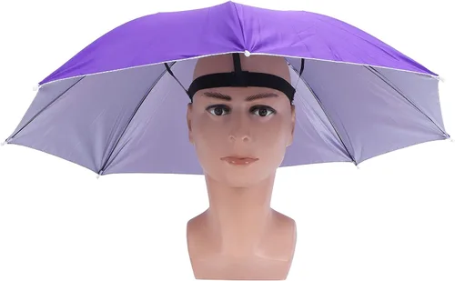 Miniatura 11 de Zerodis Paraguas, sombrero de paraguas para adultos, sombrero plegable para el sol, diadema para día lluvioso y soleado, para pesca al aire libre