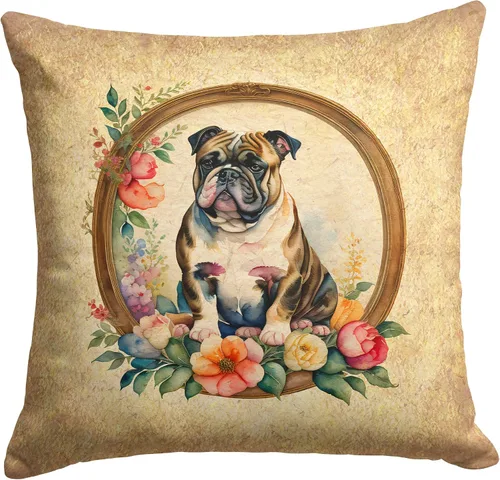 Miniatura 178 de Caroline's Treasures DAC2072PW1414 Affenpinscher and Flowers - Almohada decorativa de tela, lavable a máquina, para interiores y exteriores