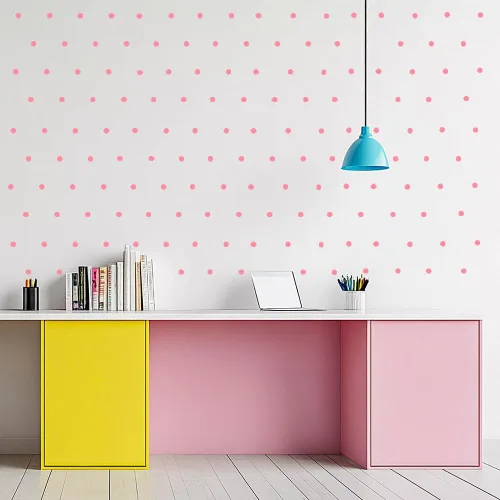Miniatura 4 de Calcomanías de pared de lunares rosa bebé, círculos de vinilo extraíbles de 1 pulgada (100 unidades), no adhesivos, despegar y pegar, seguros
