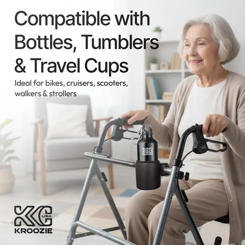 Miniatura 8 de Kroozie Stealth - Soporte para botella de bicicleta – Resistente portavasos de acero inoxidable para bicicleta para manillar – Para barras