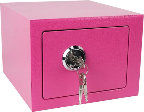 Luwint Caja de seguridad pequeña de acero con cerradura de llave, 0.3 pies cúbicos de seguridad para el hogar para montaje en pared, caja de bloqueo