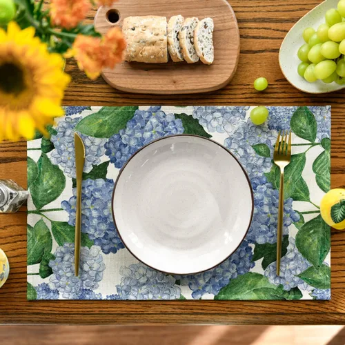 Miniatura 2 de Artoid Mode Manteles individuales de hortensias de acuarela para mesa de comedor, 12 x 18 pulgadas, decoración de temporada de primavera y verano