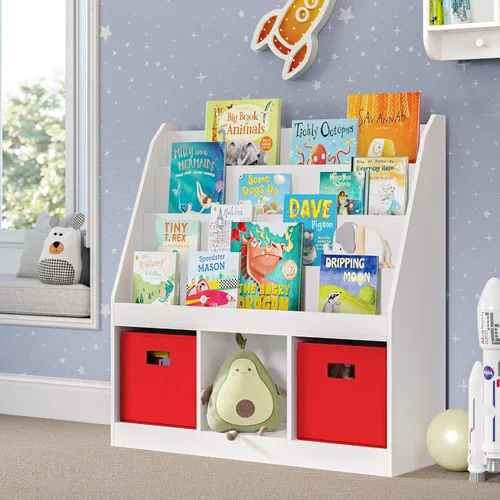 Miniatura 2 de RiverRidge Contenedores de almacenamiento plegables con asas, cubo rojo, organizador de almacenamiento para armario, dormitorio y sala de juegos, 2