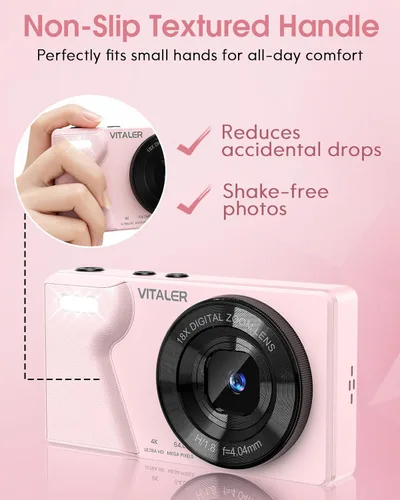 Miniatura 6 de Cámara digital con lente trasera delantera, cámara de enfoque automático de 64 MP 4K para fotografía con tarjeta de 32 GB, cámara compacta portátil