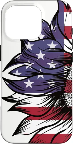 Miniatura 20 de Funda patriótica para iPhone 13 Pro Max USA 4 de julio con diseño de girasol