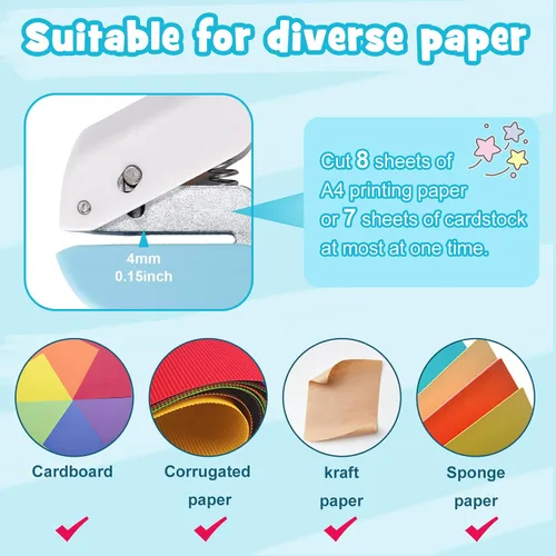 Miniatura 5 de UCEC Paquete de 3 perforadoras de papel para manualidades, perforadora de un solo agujero de 1/4 pulgadas para manualidades, perforadora pequeña