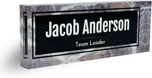 Miniatura 9 de Placa de Nombre de Escritorio de Acrílico Transparente Grueso Personalizada de 8x3" con Logo Personalizado - Decoración Profesional de Oficina