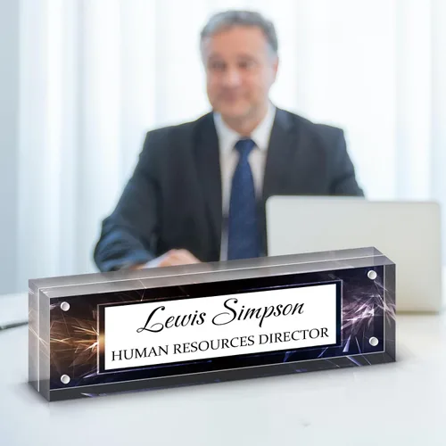 Miniatura 16 de Placa de Nombre para Escritorio, Placa de Nombre con Patrón de Doble Cara para Escritorio, Decoración de Escritorio de Oficina Personalizada