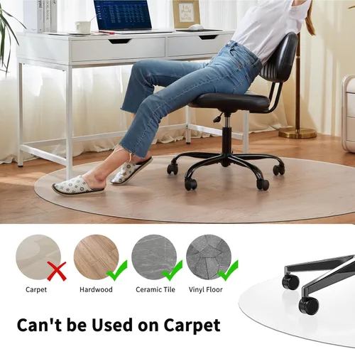 Miniatura 3 de WASJOYE Tapete para silla de oficina para suelo duro, 36 pulgadas, redondo, transparente, protector de suelo duro, tapete para el hogar, tapete
