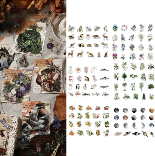 Miniatura 6 de Maxleaf Juego de 240 calcomanías impermeables de flores, hojas, animales, plantas, naturaleza, para planificadores, álbumes de recortes