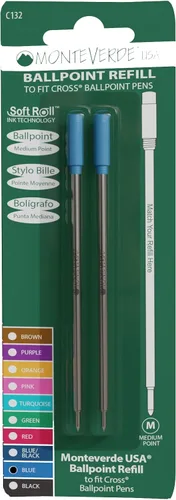 Miniatura 28 de Monteverde Recambios de bolígrafo suave USA para adaptarse a bolígrafos cruzados, punta media, tinta morada, paquete de 2 – Rendimiento de escritura
