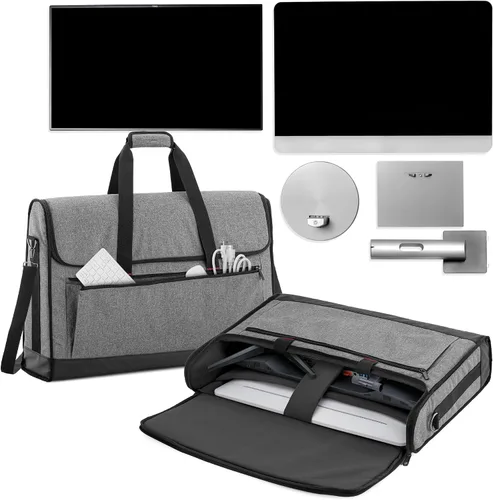 Miniatura 6 de Trunab Estuche de transporte para monitor de 24 pulgadas, bolsa de viaje acolchada con capacidad para hasta 2 pantallas LCD/televisores, no Gris