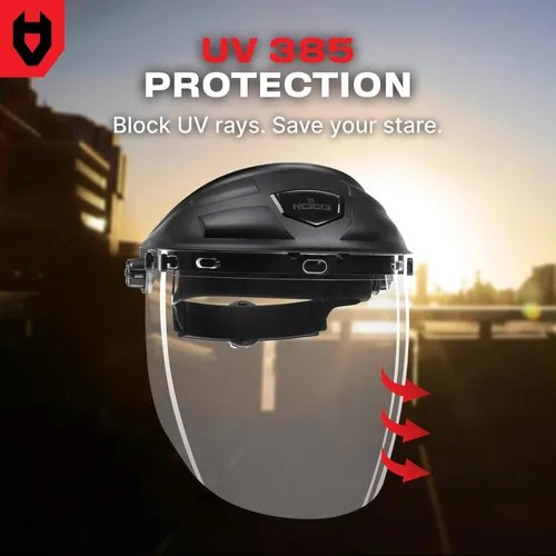 Miniatura 7 de NoCry Protector facial de seguridad premium para esmerilar y cortar — Visera transparente antivaho, resistente a los impactos y arnés ajustable