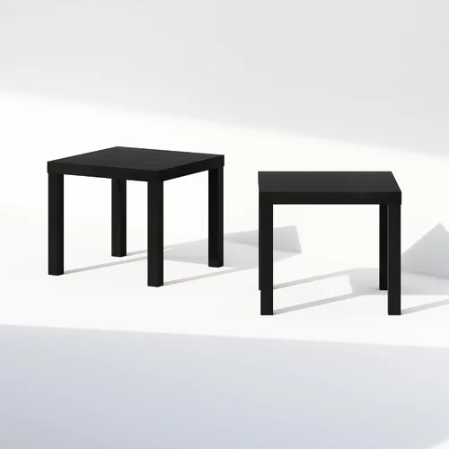 Miniatura 7 de Furinno Juego de 2 mesas de centro clásicas, mesa de centro cuadrada moderna con tablero triple grueso, mesa auxiliar con 4 patas, para sala de Negro
