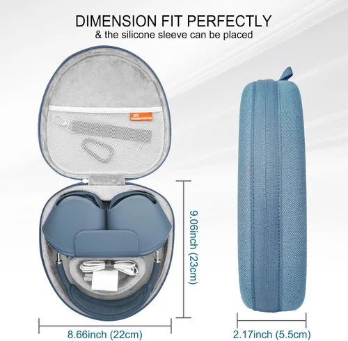 Miniatura 5 de Funda de viaje Sleep Mode para AirPods Max, funda rígida de transporte GEVO para auriculares Apple AirPods Max, bolsa de almacenamiento portátil Azul