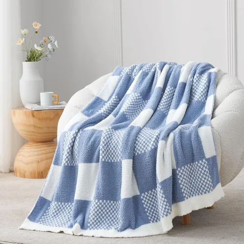 Miniatura 35 de Snuggle Sac - Manta a cuadros, manta roja para sofá, manta de microfibra de franela buffalo a cuadros, mullida, cálida, acogedora, suave, manta