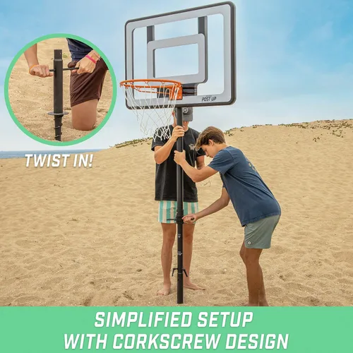 Miniatura 5 de GoSports Post Up - Aro de baloncesto portátil de playa para niños y adultos, juega en césped o arena, incluye 2 pelotas de baloncesto, bomba y bolsa