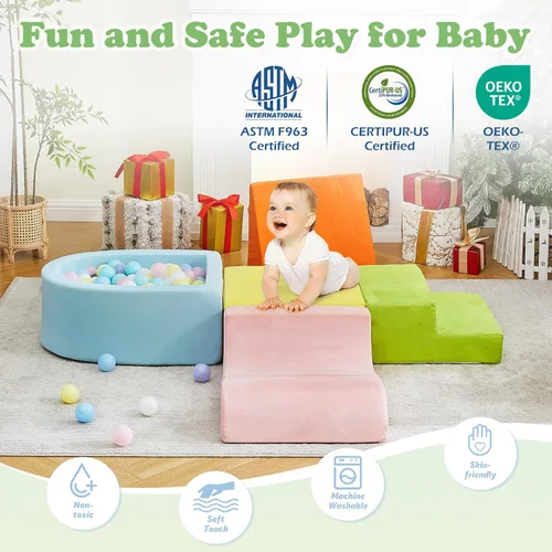 Miniatura 6 de QUCHI Juguetes de escalada de 5 piezas para niños pequeños, juguetes de escalada para niños pequeños en interiores con piscina de bolas de espuma