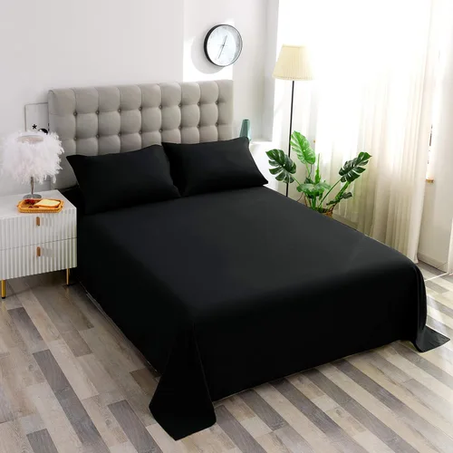 Miniatura 5 de Sfoothome Sábana encimera tamaño Queen, color negro, 1 pieza, calidad de hotel premium, 1 pieza, lujosa y suave de 1500 hilos, sin arrugas