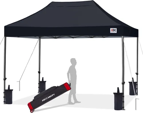 Miniatura 37 de Abccanopy - Carpa de toldo para tienda de campaña comercial instantánea con bolsa de transporte con ruedas, 4 bolsas de arena, Blanco