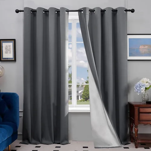 Miniatura 10 de Deconovo - Cortinas opacas para dormitorio con ojales, cortinas sólidas con aislamiento térmico, bloquean el calor, oscurecen la habitación, ahorran