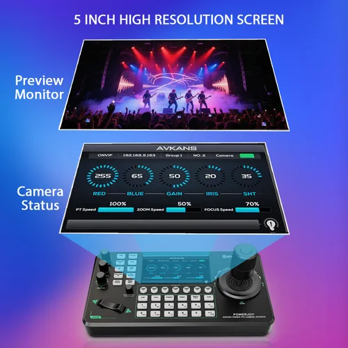 Miniatura 2 de Controlador de joystick de cámara PTZ AVKANS PowerJoy, controlador de teclado de cámara PTZ IP NDI con joystick 4D para transmisión en vivo