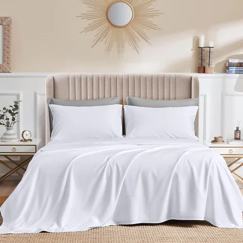 Miniatura 10 de CASA LINEN Alaskan King - Juego de sábanas de 4 piezas de 1000 hilos, juego de sábanas de lujo más suave de hasta 15 pulgadas de profundidad, 100%