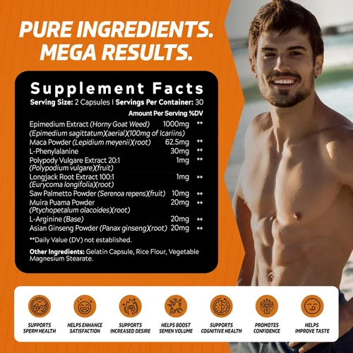 Miniatura 2 de Mega potenciador de carga - Suplemento de refuerzo de volumen de semen para hombres - Aumenta el tamaño de carga, el sabor, el suplemento